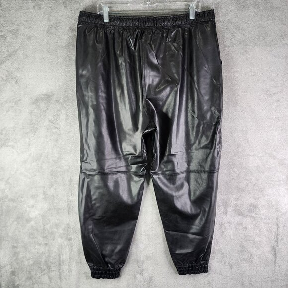 Womens Black Abercrombie & Fitch Vegan Leather Joggers Elastic Waist & Cuffs XL - Picture 8 of 12